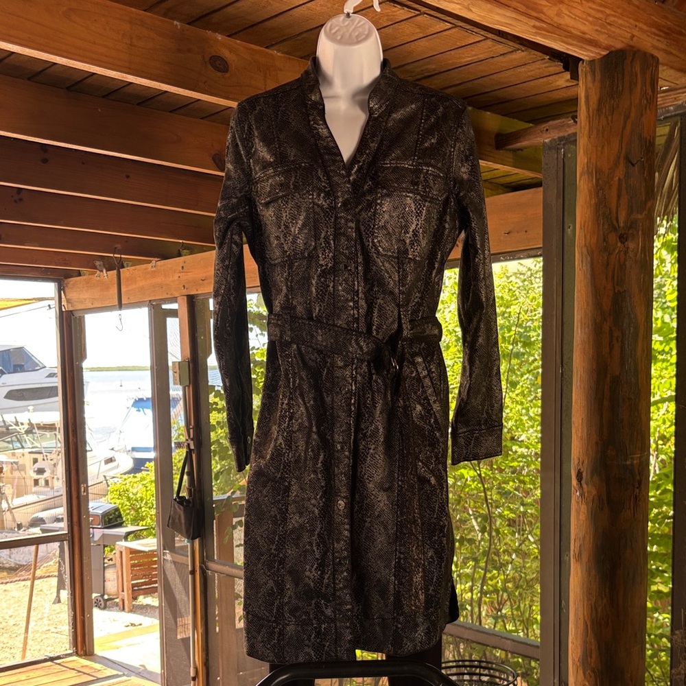White House Black Market Dark Patterned Trench Coat